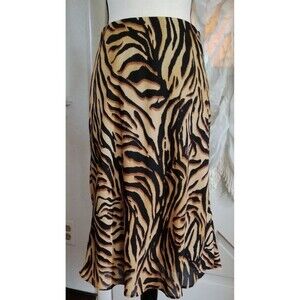 Vintage Animal Print Women Skirt Midi Size M Pull Up Lined Made in USA